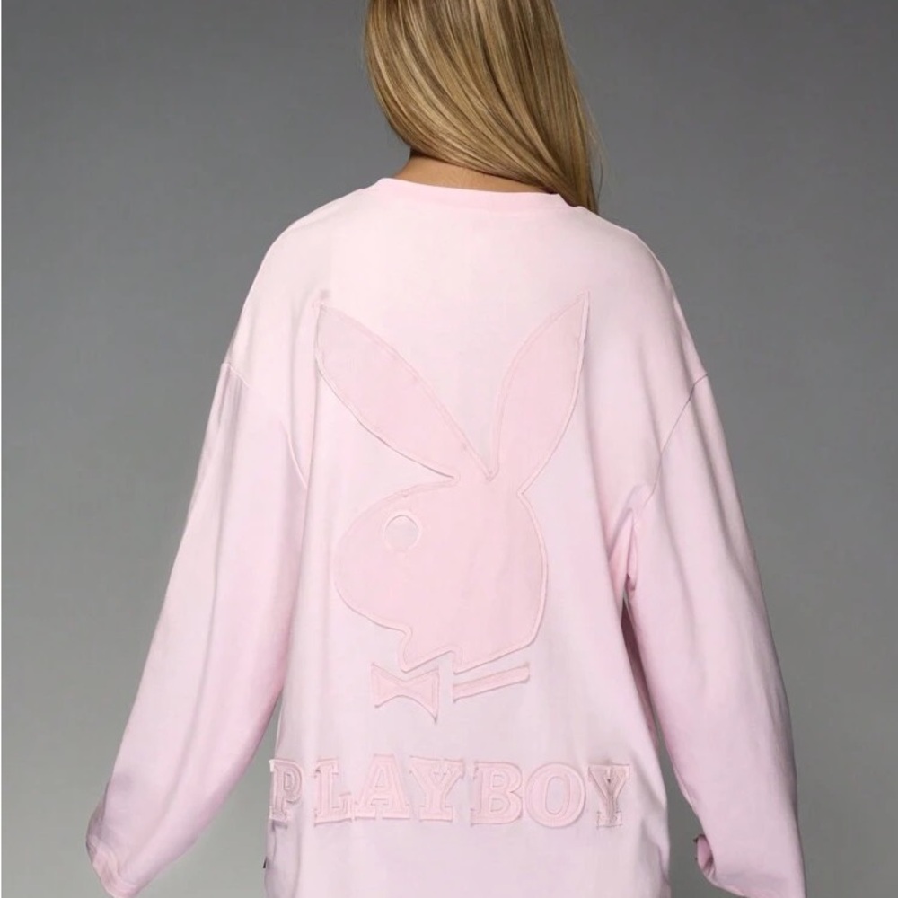 Playboy Bunny Long sleeve Pink Oversized Shirt Women’s Playboy X Misguided NWT